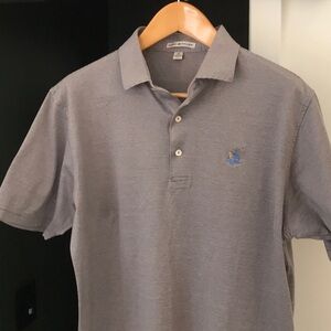 Peter Millar Gray Golf Polo w/ Horizontal Stripes -Willow Point Logo 💎 Nice!
!